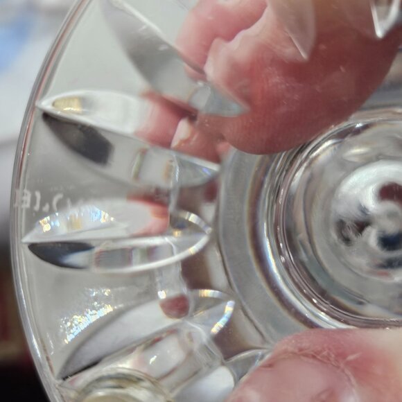 Block Cut Crystal Candle Hurricane Lamp 12" diamond slashes luxury glass decor - Picture 2 of 8